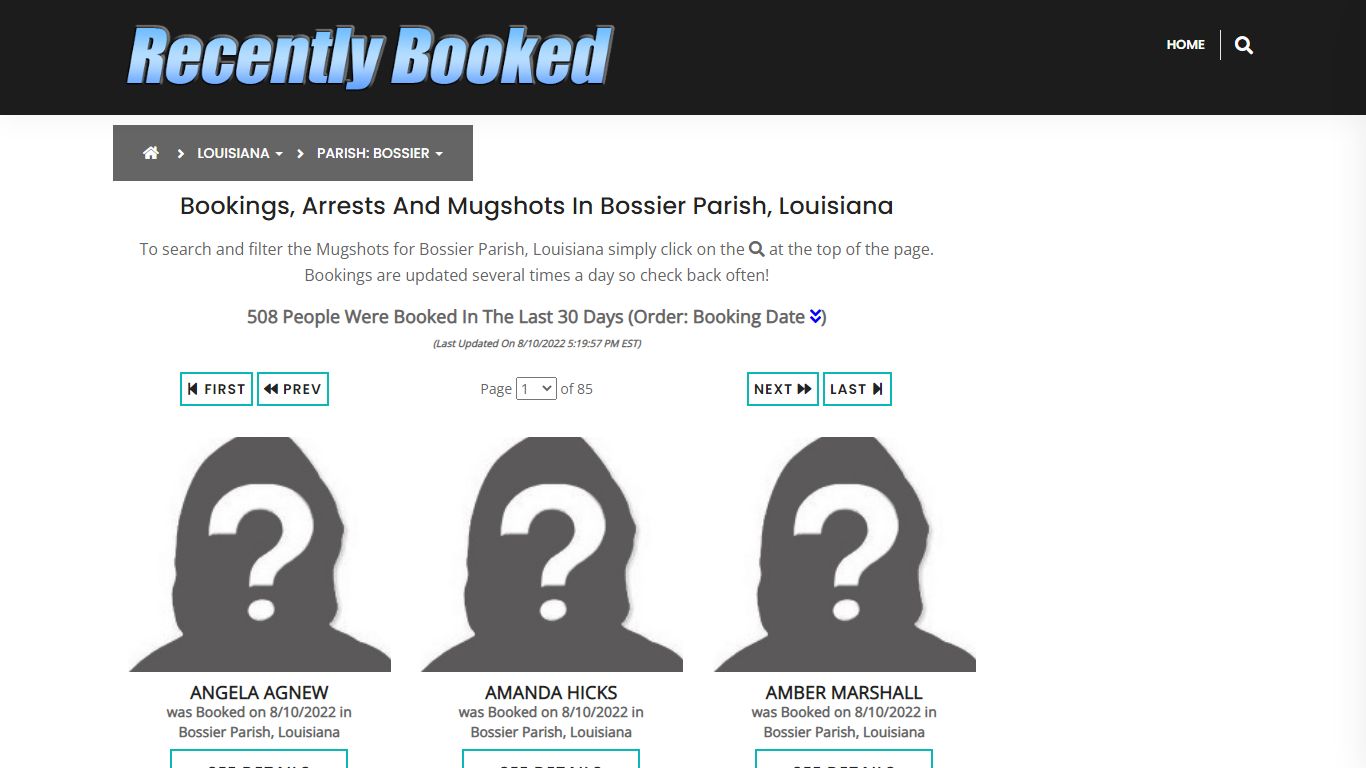 Recent bookings, Arrests, Mugshots in Bossier Parish ...